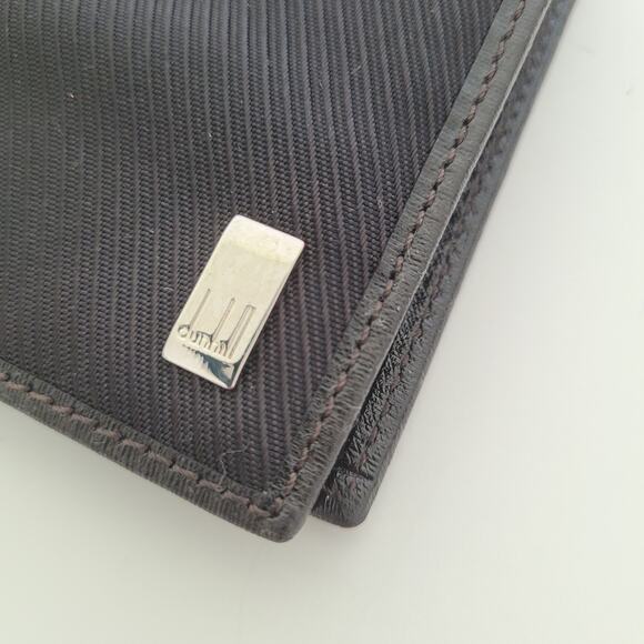 Dunhill Designer Mens Wallet Black Bifold Nylon Leather Folding Medium Logo - Picture 11 of 11